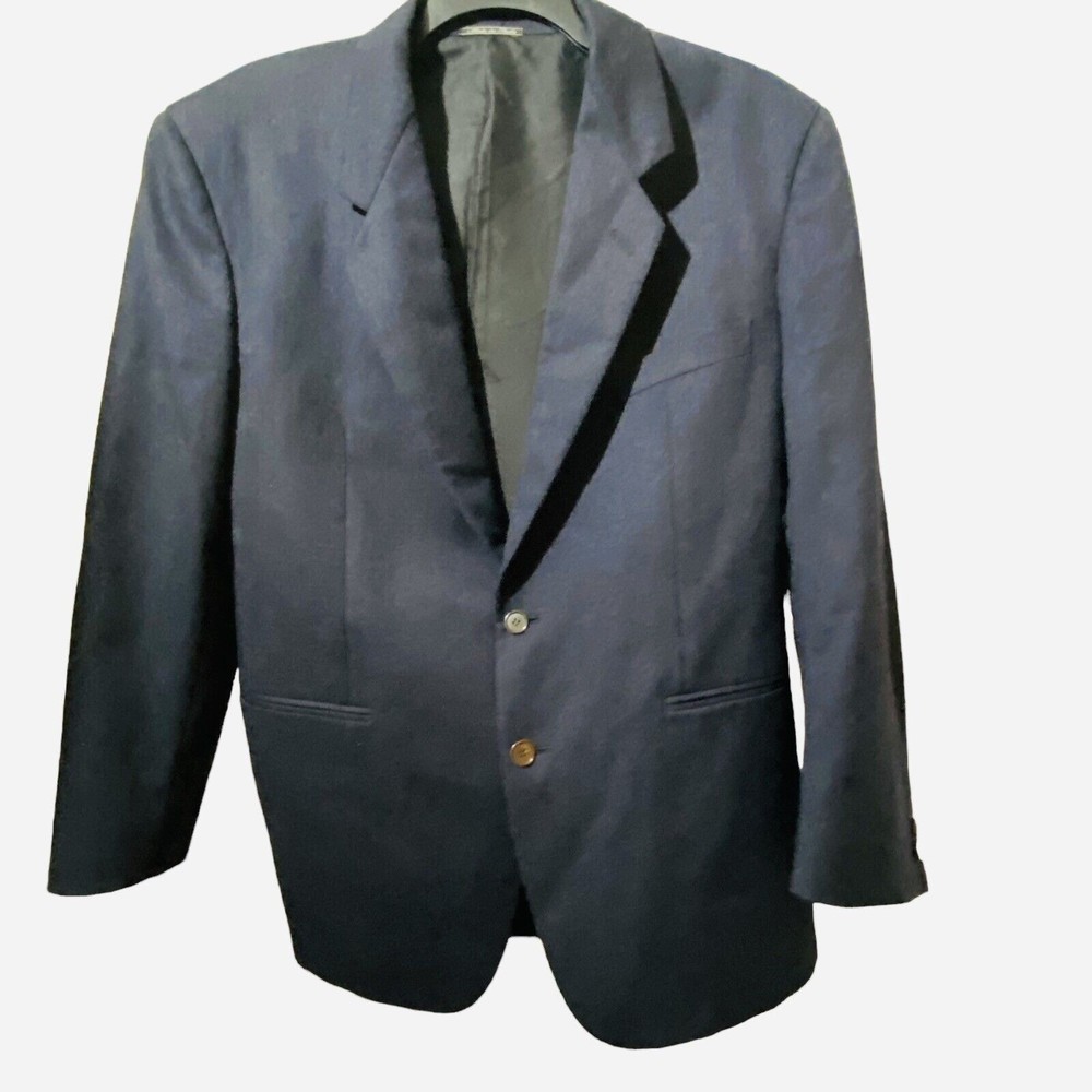 Saks Fifth Avenue Passport Italian Virgin Wool Suit Jacket Blazer Navy 42R/44R